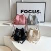 Women's Rhombic Woven Crossbody Bags and Handbags,Female Purses Drawstring Bucket Bags Tote Bags Satchel Bags Black view 4