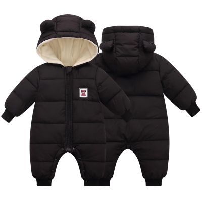 BYFRI Toddler Snow Suit Baby Winter Clothes for Boys Girls 18-24 Months Bear Hooded Jumpsuit Infant Coat Newborn Cozy Snow Outfit for Unisex