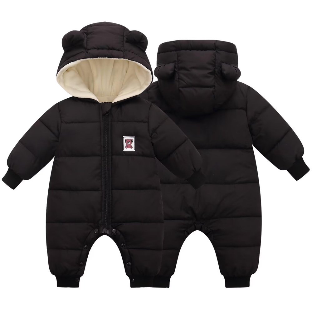 BYFRI Toddler Snow Suit Baby Winter Clothes for Boys Girls 18-24 Months Bear Hooded Jumpsuit Infant Coat Newborn Cozy Snow Outfit for Unisex
