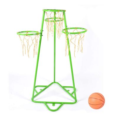 TREEYX Child Basketball Hoop with 4 Basketball Rim Stand Set Rack with Ball Suitable for Home/Kindergarten (One Color Green)