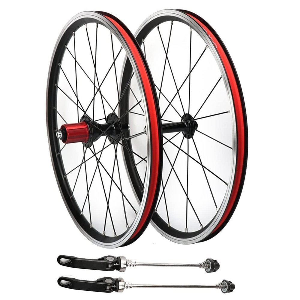 HIMALO 20 Inch Foldable Bicycle Wheelset 406/451 BMX Rim V Brake Wheels Quick Release 16/24H Hub 74/130mm for 7 8 9 10 11 Speed Cassette 1230g(Black A,451)