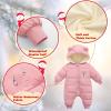 BYFRI Toddler Snow Suit Baby Girl Winter Clothes 12-18 Months Newborn Coat Infant Cozy Jumpsuit Cute Bear Hooded Outerwear for Girls view 3