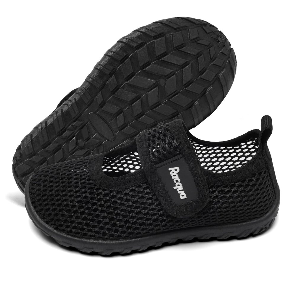 Racqua Toddler Water Shoes Baby Beach Shoes Swim Wet Sea Pool Quick Dry Aqua Slipfree Comfortable Boating Shoes for Kids Boys Black 12-18 Months