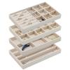 BAOXA Set of 4 Stackable Jewelry Organizer Trays, Jewelry Drawer Organizer Inserts with Removable Dividers, Jewelry Display Tray Storage for Earring Ring Necklace Bracelet (Beige) view 1