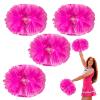 4 Pcs Cheerleading Pom Poms, 12Inch Cheerleader Pompoms with Baton Handle for Kids Adults School Team Sports Games Dance Cheering (Pink) view 1