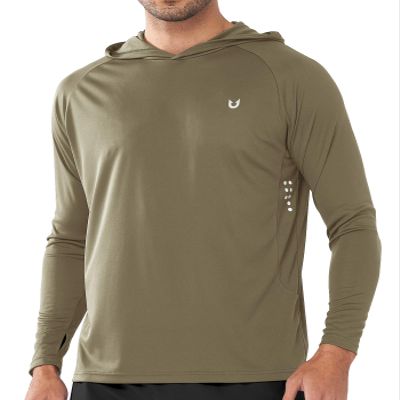 NORTHYARD Men's UPF 50+ Hoodie Shirts Long Sleeve Sun Protection Fishing Swim Beach UV SPF Rash Guard Quick Dry Lightweight KHAKIGREEN 2XL