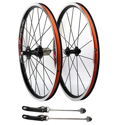 HIMALO 20 Inch Foldable Bicycle Wheelset 406/451 BMX Rim V Brake Wheels Quick Release 16/24H Hub 74/130mm for 7 8 9 10 11 Speed Cassette 1230g(Black,406)