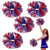 Zankubom 4 Pcs Metallic Cheerleading Pom Poms, 12Inch Cheerleader Pompoms with Baton Handle for Kids Adults School Team Sports Games Dance Cheering (Silver Blue Red) view 1