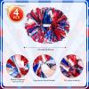 Zankubom 4 Pcs Metallic Cheerleading Pom Poms, 12Inch Cheerleader Pompoms with Baton Handle for Kids Adults School Team Sports Games Dance Cheering (Silver Blue Red) view 2
