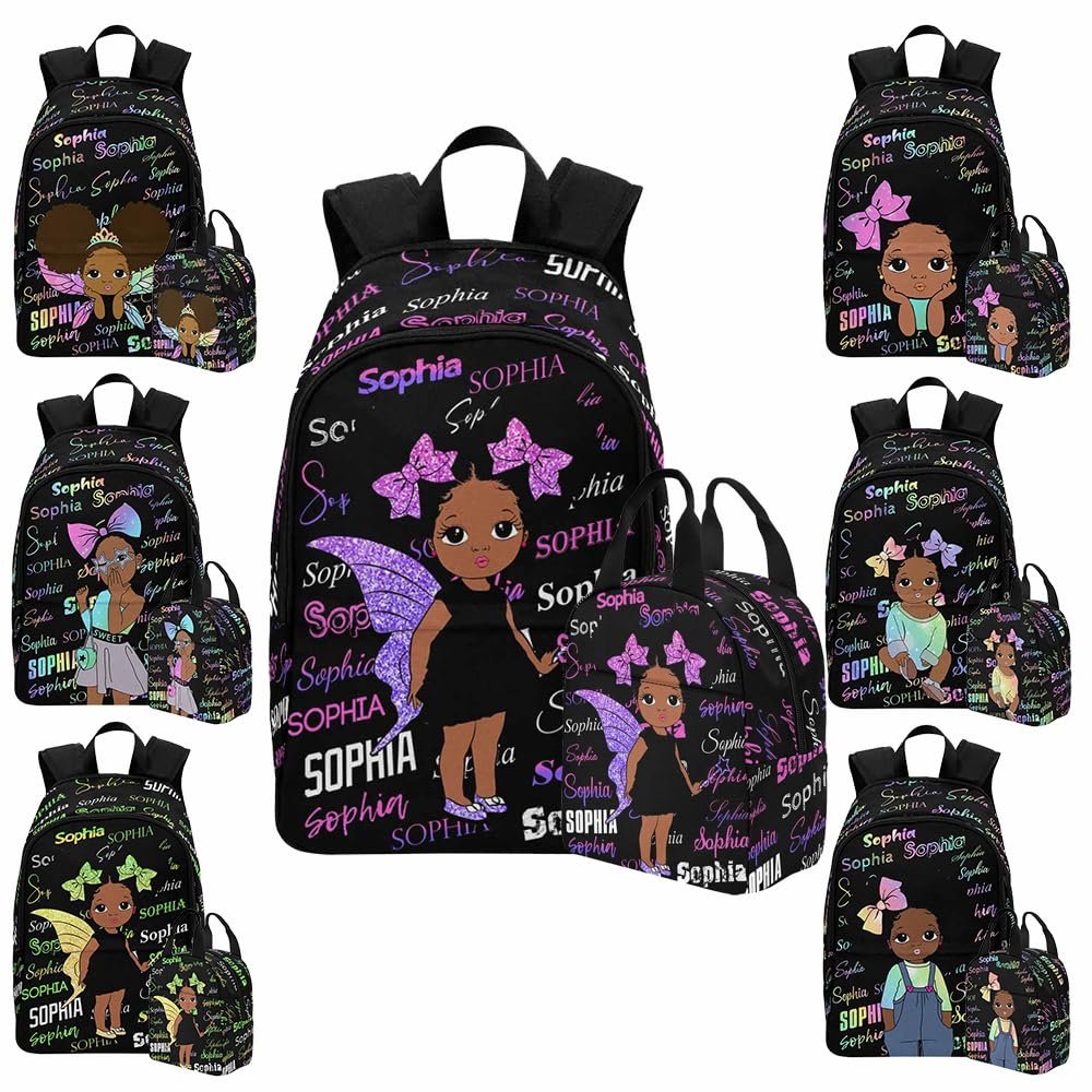 D-Story 2 In 1 Backpacks Set For School Season For Daughter From Mom Personalized Name School Bag with Lunch Box