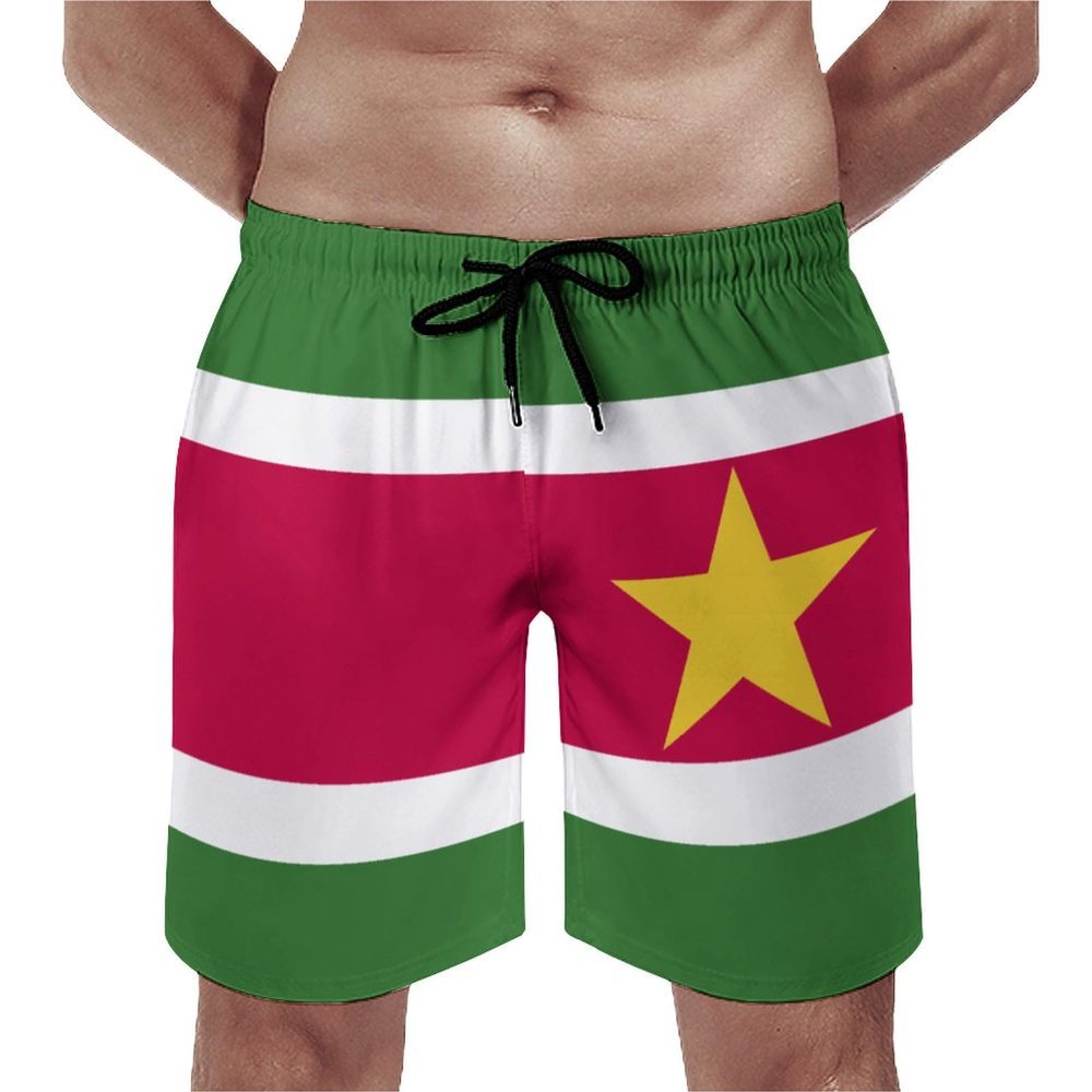Adugen Origei Suriname Flag Shorts Surf Men's Beach Swim Trunk XL
