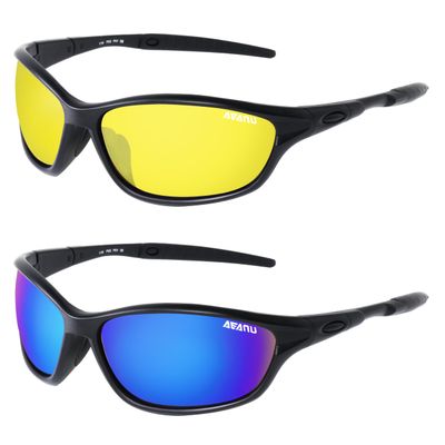 AEANU Day & Night Sunglasses 2-Pack for Women & Teens Lightweight UV400 Mirrored and Yellow Lens Glasses for Outdoor, Driving, and Everyday Use