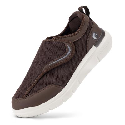 FitVille Diabetic Shoes for Men Wide Width for Swollen Feet, Extra Wide Shoes for Men with Fully Adjustable Straps(Brown, 9.5 Extra Wide)