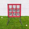 YIYIBYUS 9 Pocket Pitching Net for Baseball and Softball,Pitcher Training Net,Square Baseball Training Equipment for Hitting Pitching Practice, Baseball Training Net,Adjustable Height (Red) view 3