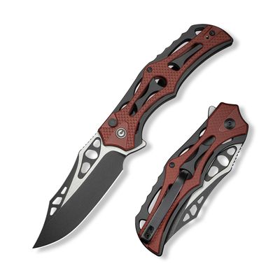 CIVIVI Pocket Knife for Men, Biophase Flipper Tactical Folding Knife, 3.48" Nitro-V Blade Aluminum with G-10 Handle, Lightweight Skeletonized EDC Knife for Camping Hunting, C23083C-1 (Burgundy)