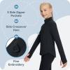 baleaf Girls Long Sleeve Shirts Fleece Jacket Fall Half Zip Pullover Kids Sweatshirts Athletic Thermal Top Black XS view 4