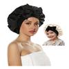 ZURLEFY Beige Satin Bonnet for Sleeping Women, Double Layer Fashion Silk Hair Bonnet for Womens Curly Hair Night Cap (68-12L) view 1