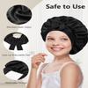 ZURLEFY Beige Satin Bonnet for Sleeping Women, Double Layer Fashion Silk Hair Bonnet for Womens Curly Hair Night Cap (68-12L) view 3