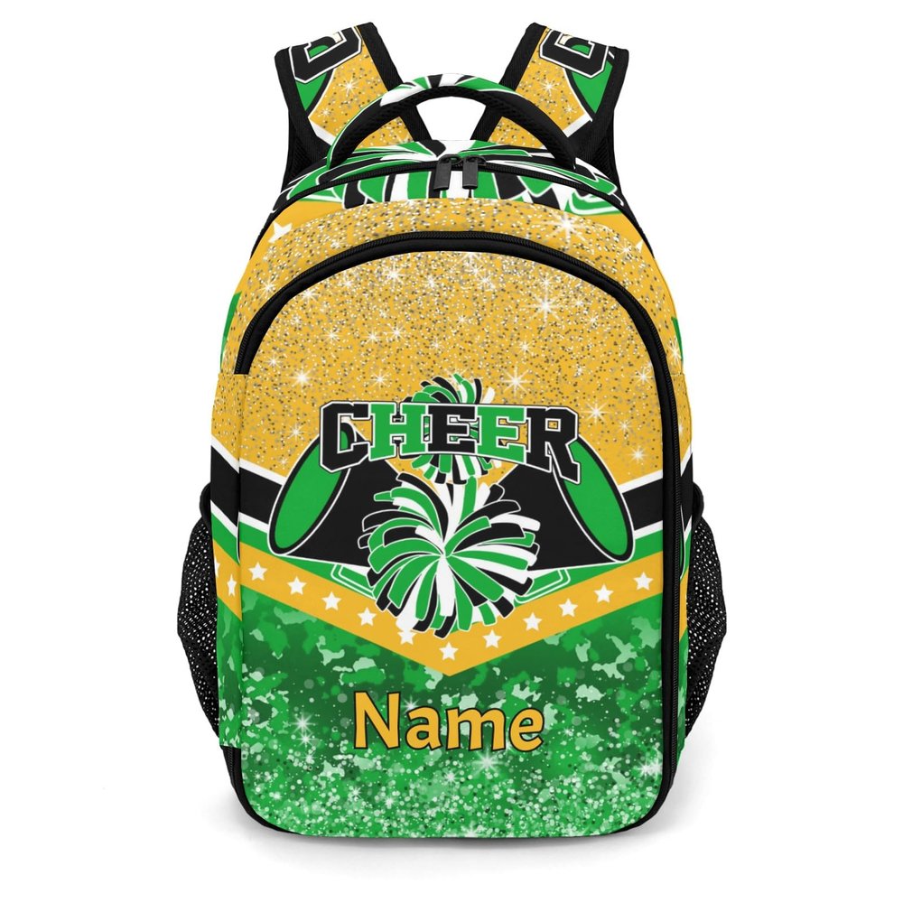 Zaaprint Waterproof Cheer Backpack Personalized Cheerleader Backpack for Sport Training Competition Gift(Green Gold)