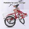 20 Inch Foldable Tricycle Adult,Comfortable Leather Saddle With Backrest For Tricycle,Tricycle For Adults Double Drive Chain,Cargo Trike With Basket For Outdoor Sports Shopping(Red,No backrest) view 3