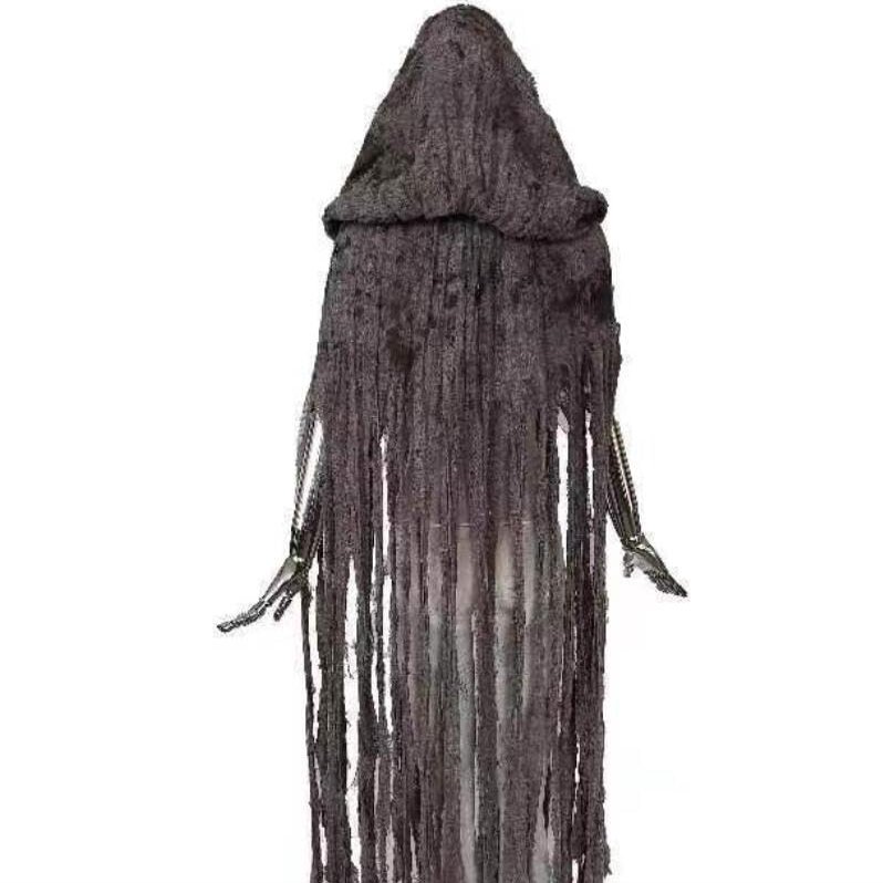 Halloween Wizard Robe Zombie Medieval Vampire Hooded Cape Loose Role Play Mesh Cape Witch Horror Robe Ghost Costume