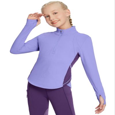 baleaf Girls Long Sleeve Shirts Fleece Jacket Fall Half Zip Pullover Kids Sweatshirts Athletic Thermal Top Purple XL