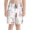 Christmas Trees with Red Stars Teens Beach Shorts Running Workout Sports Shorts Summer Casual Shorts for Boys view 1