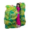 MWYDMA Silk Belly Dance Fans Veil Real Silk Belly Dance Fan Veils Hand Made Colorful Tie-Dyed Dance Fans Silk Fan Veils for Women Belly Dance(Grass Green,1pair-180x90cm) view 1