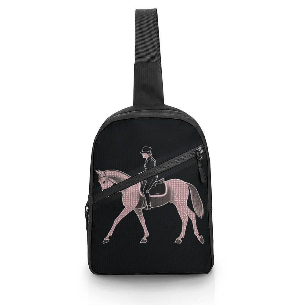 GFLFMXZW Dressage Dressage Rider Horse Cross Chest Bag Crossbody Backpack for Women Men Sling Bag Travel Hiking Daypack