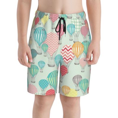 Beautiful Hot Air Balloons Teens Beach Shorts Running Workout Sports Shorts Summer Casual Shorts for Boys