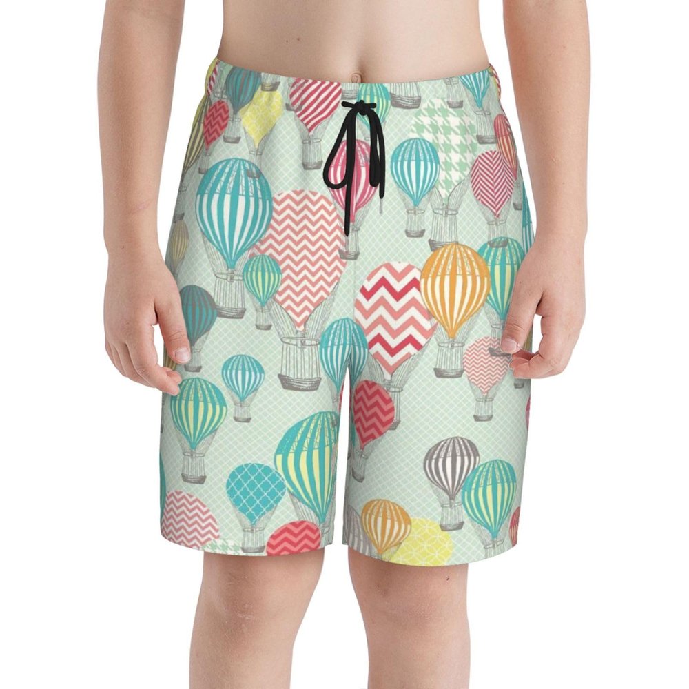 Beautiful Hot Air Balloons Teens Beach Shorts Running Workout Sports Shorts Summer Casual Shorts for Boys