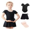 Daydance Lined Black Toddler Dance Leotards with Removable Ballet Skirts, Dance Tights for Girls Ballet Attire Set 3 in 1 Set view 1