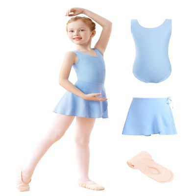 Daydance Lined Tanks Dance Leotards for Girls with Convertible Tights, Ballet Skirts for Swim, Gymnastics, Recitals, Performance, Skating 3 in 1 Set