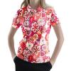 Collemet Womens Funny Golf Shirts Red 70s Floral Outfits Casual Golf Shirt M view 1