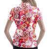 Collemet Womens Funny Golf Shirts Red 70s Floral Outfits Casual Golf Shirt M view 2
