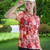 Collemet Womens Funny Golf Shirts Red 70s Floral Outfits Casual Golf Shirt M view 4
