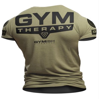 Gym Therapy Back Workout Motivational Lifting T-Shirt for Men Funny Gym Shirt (LG, Therapy Back Military Green Branded)
