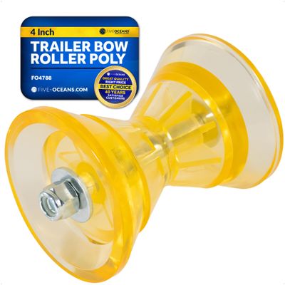 Five Oceans 4-Inch Boat Trailer Roller - Marine Boat Roller for Trailer, Clear Yellow Bow Boat Roller Poly - FO4788