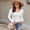 Ekouaer Womens 3 Pack Long Sleeve Shirts V Neck Slim Fit Lightweight Layer Tops Fall Clothes Thermal Undershirts Black/White/Dark Grey S view 4