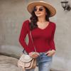 Ekouaer Womens 3 Pack Long Sleeve Shirts V Neck Slim Fit Lightweight Layer Tops Fall Clothes Thermal Undershirts Black/Red/Navy M view 3