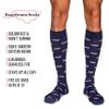 Cotton Patterned Over the Calf Dress Socks, Knee High Mens Dress Socks, Made in USA by Boardroom Socks, American Flag on Navy view 2