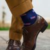 Cotton Patterned Over the Calf Dress Socks, Knee High Mens Dress Socks, Made in USA by Boardroom Socks, American Flag on Navy view 4