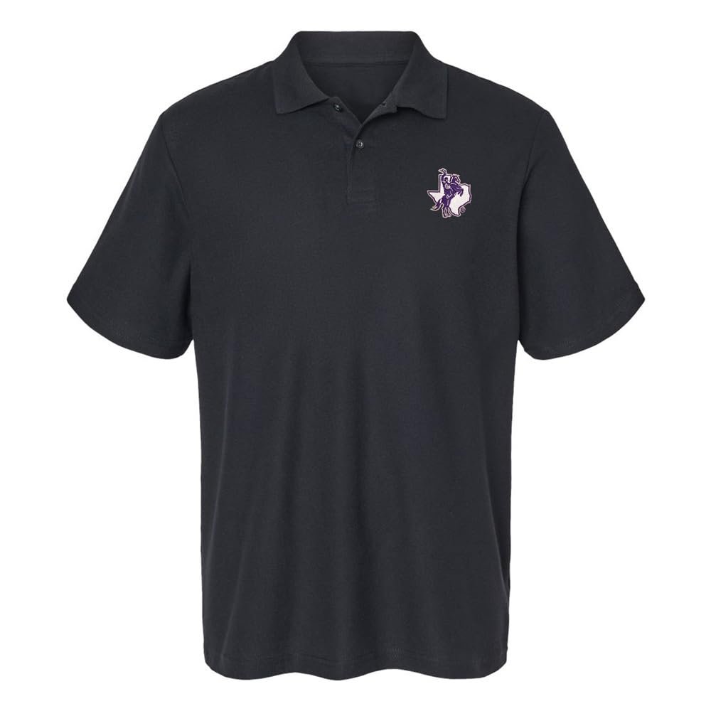 Campus Lab Tarleton State University Primary Logo Men's Adult 100% Cotton Knit Embroidered Polo Shirt, Black, 3X-Large