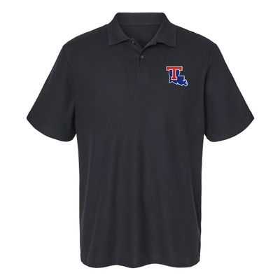 Campus Lab Louisiana Tech University Primary Logo Men's Adult 100% Cotton Knit Embroidered Polo Shirt, Black, 2X-Large