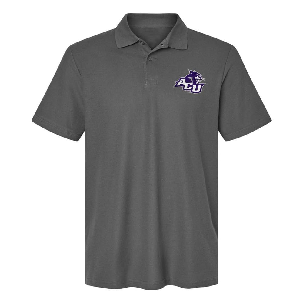 Campus Lab Abilene Christian University Primary Logo Men's Adult 100% Cotton Knit Embroidered Polo Shirt, Charcoal, 2X-Large