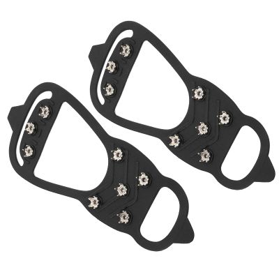 Fydun 1 Pair 8Tooth Outdoor Snow Walking Nail Crampons AntiSlips Ice Shoes Spikes Covers Applied Family (L)