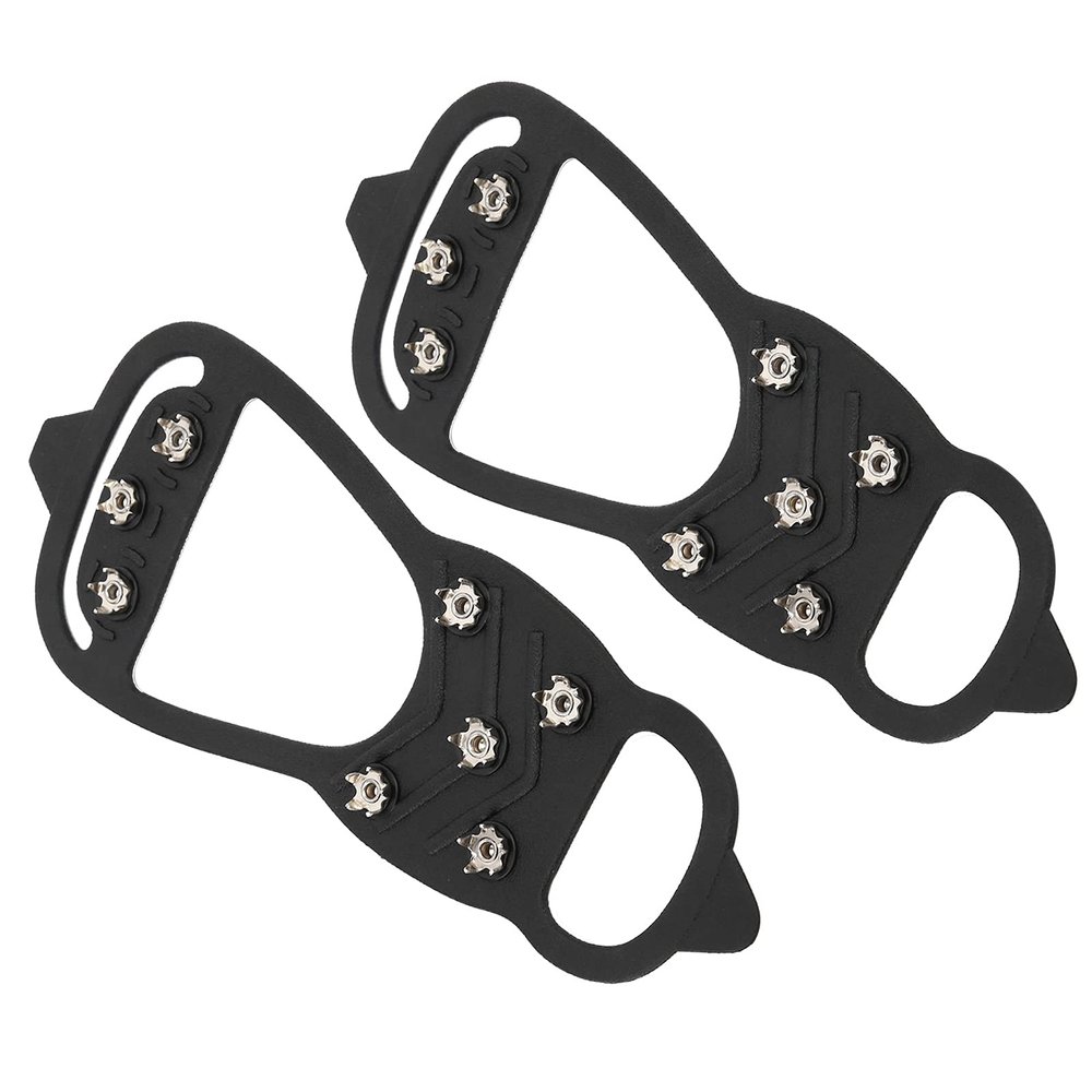 Fydun 1 Pair 8Tooth Outdoor Snow Walking Nail Crampons AntiSlips Ice Shoes Spikes Covers Applied Family (L)