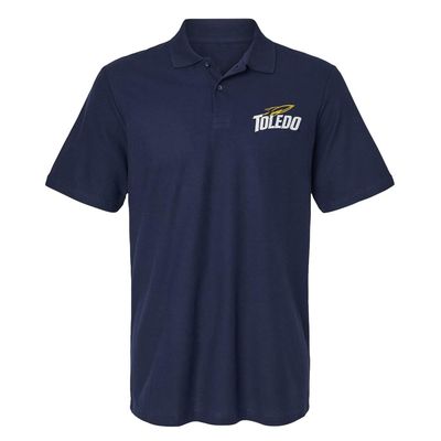 Campus Lab The University of Toledo Primary Logo Men's Adult 100% Cotton Knit Embroidered Polo Shirt, Navy, 3X-Large