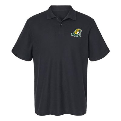 Campus Lab Northern Michigan University Primary Logo Men's Adult 100% Cotton Knit Embroidered Polo Shirt, Black, 3X-Large