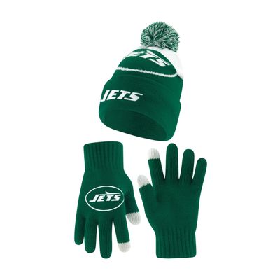 Ultra Game NFL Official Adults Unisex Super Soft Winter Beanie Knit Hat with Extra Warm Touch Screen Gloves, New York Jets, Team Color 2, 1SIZE
